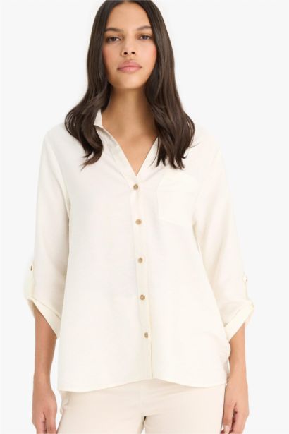 قميص كم طويل قصة عادية