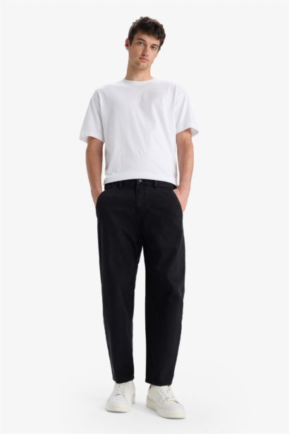 Slouchy Fıt Geniş Paça Yıkamalı Jean Pantolon