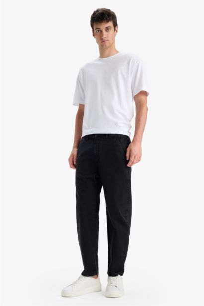 Slouchy Fıt Geniş Paça Yıkamalı Jean Pantolon
