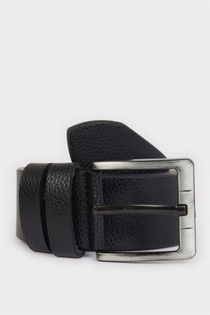 Ceinture en simili cuir avec boucle rectangulaire pour homme