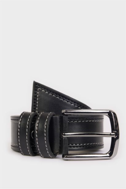 Erkek Dikdörtgen Toka Suni Deri Jean Kemeri