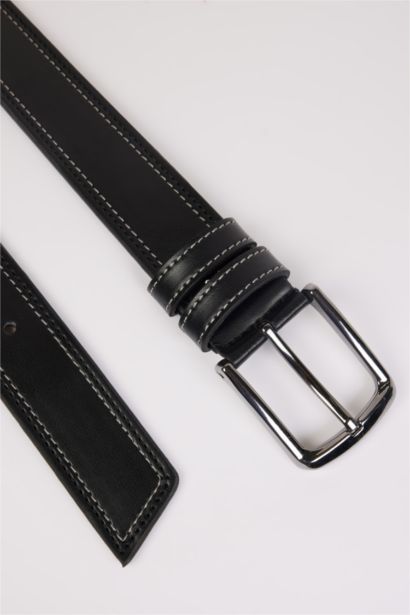 Erkek Dikdörtgen Toka Suni Deri Jean Kemeri