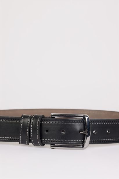 Erkek Dikdörtgen Toka Suni Deri Jean Kemeri