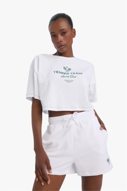 DeFactoFit Oversize Fit Crew Neck Printed Sports Short Sleeve T-Shirt