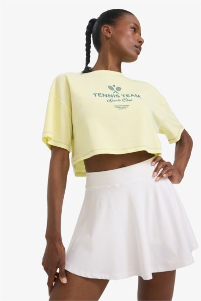 T-shirt oversize imprimé au dos à col rond et manches courtes de DeFactoFit