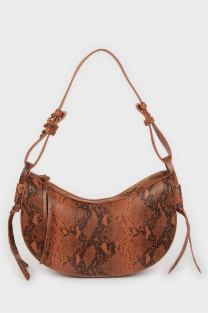 Woman Faux Leather Snakeskin Patterned Shoulder Bag