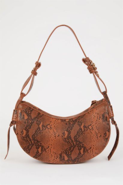 Woman Faux Leather Snakeskin Patterned Shoulder Bag