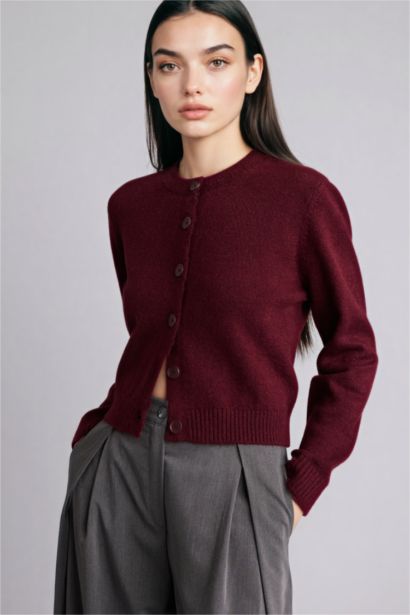 Regular Fit Crew Neck Cardigan