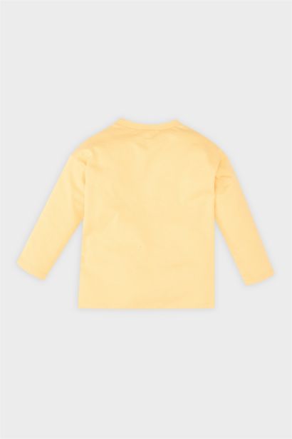 تيشيرت أولاد كم طويل مطبوع قصة عادية برقبة مستديرة