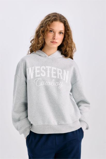 Oversize Fit Printed Long Sleeve Sweatshirt