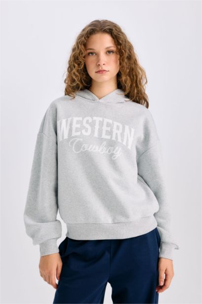 Oversize Fit Printed Long Sleeve Sweatshirt