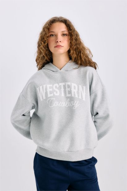 Oversize Fit Printed Long Sleeve Sweatshirt