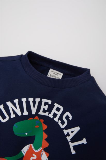 Baby Boy Regular Fit Crew Neck Dinosaur Printed Sweatshirt