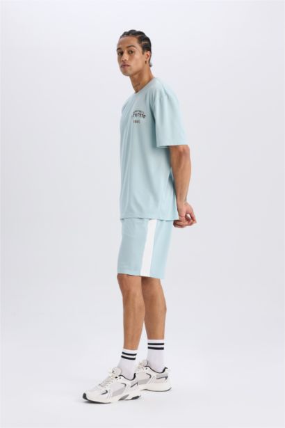 DeFactoFit Boxy Fit Crew Neck Printed Sports Tulle T-Shirt