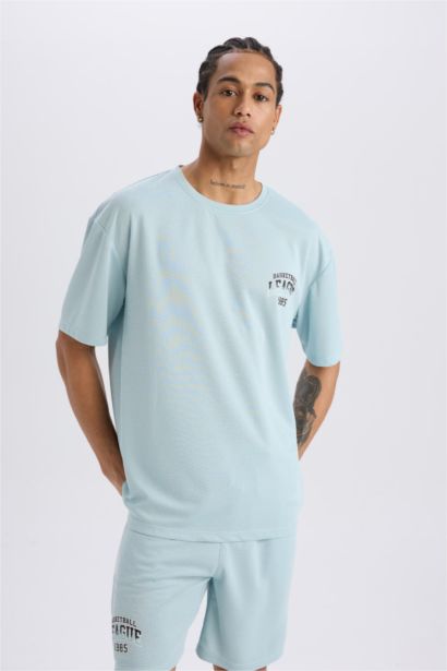 DeFactoFit Boxy Fit Crew Neck Printed Sports Tulle T-Shirt