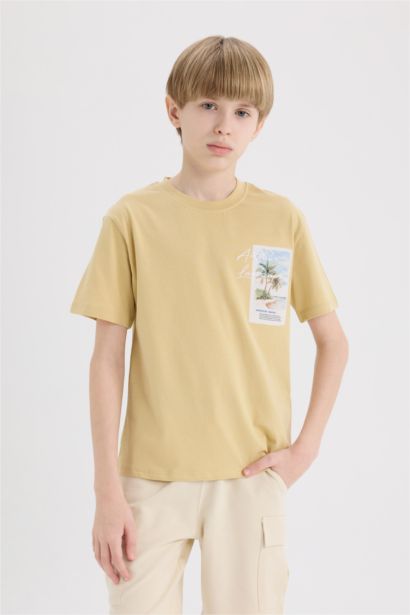 Boy Crew Neck Embroidered Short Sleeve T-Shirt