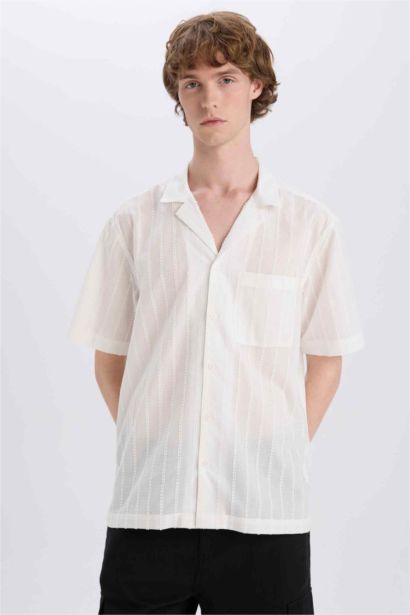 Regular Fit Apache Neck Short Sleeve Shirt