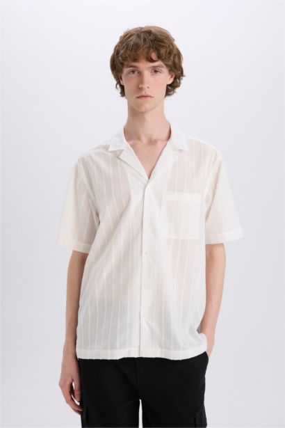 Regular Fit Apache Neck Short Sleeve Shirt