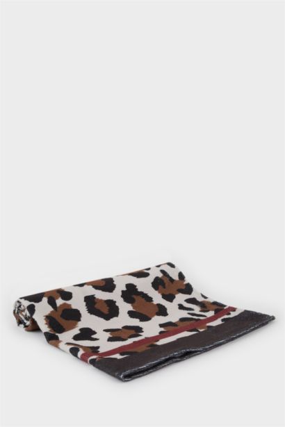 Kadın Leopar Desenli Pamuklu Plaj Havlusu