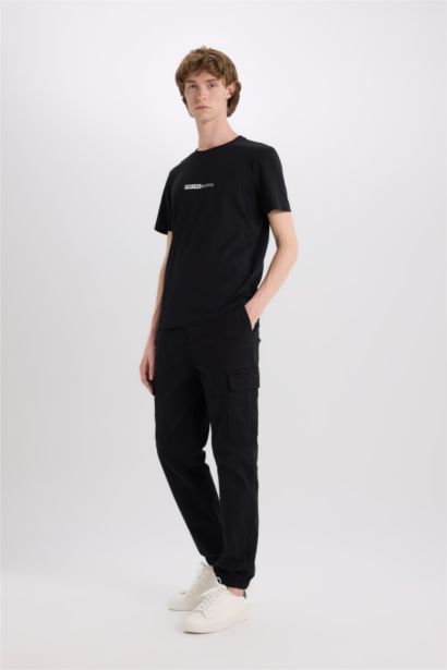 Cotton Slim Fit Crew Neck Printed T-Shirt