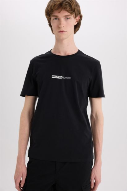 Cotton Slim Fit Crew Neck Printed T-Shirt