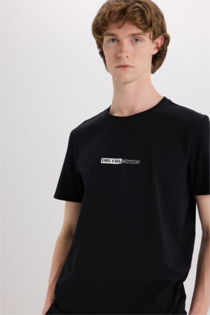 Cotton Slim Fit Crew Neck Printed T-Shirt