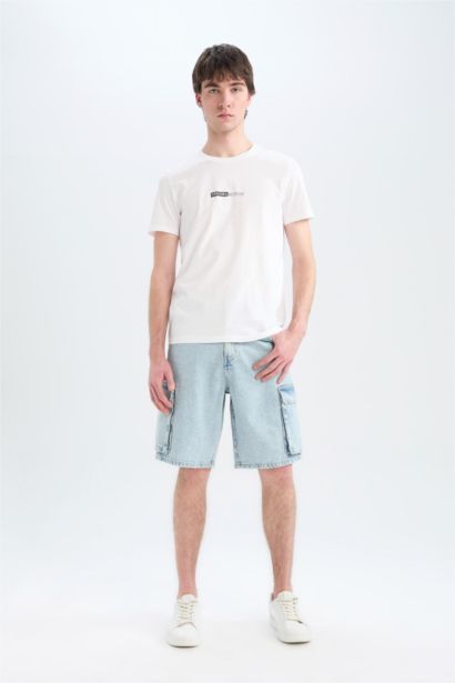 تيشيرت قطن سليم فيت مطبوع برقبة مستديرة