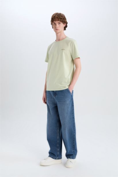 Cotton Slim Fit Crew Neck Printed Short Sleeve T-Shirt