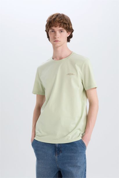 Cotton Slim Fit Crew Neck Printed Short Sleeve T-Shirt