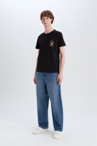 Cotton Slim Fit Crew Neck Printed Short Sleeve T-Shirt