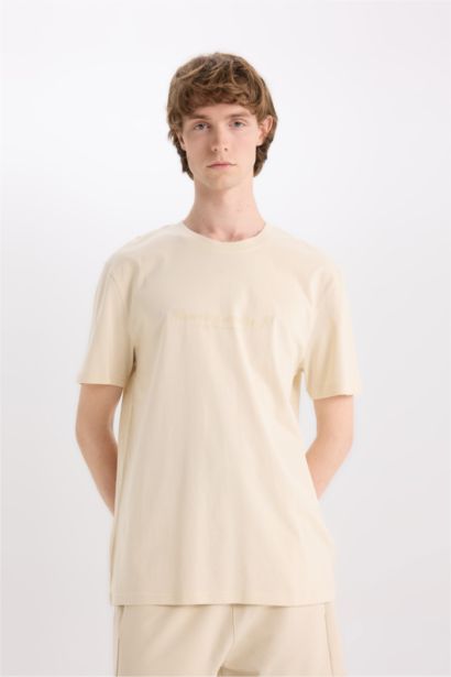 T-shirt imprimé en coton à col rond Coupe régulière