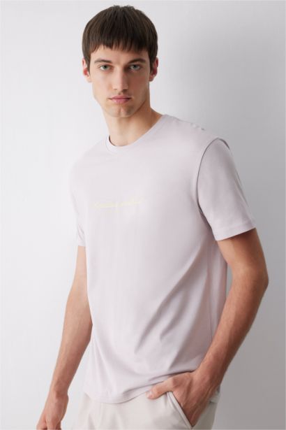 T-shirt en coton imprimé à col rond et manches courtes Coupe régulière