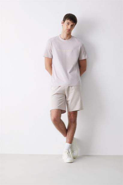 T-shirt en coton imprimé à col rond et manches courtes Coupe régulière