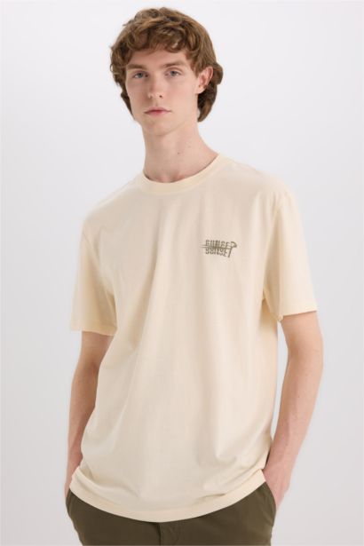 T-shirt imprimé en coton à col rond Coupe régulière