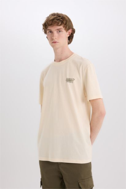 T-shirt imprimé en coton à col rond Coupe régulière