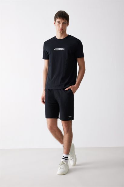 T-shirt en coton imprimé à col rond Coupe régulière