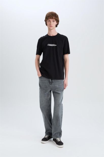 T-shirt en coton imprimé à col rond Coupe régulière