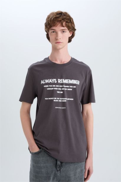 Cotton Regular Fit Crew Neck Printed T-Shirt