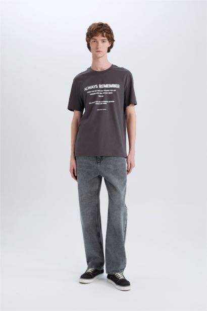 Cotton Regular Fit Crew Neck Printed T-Shirt