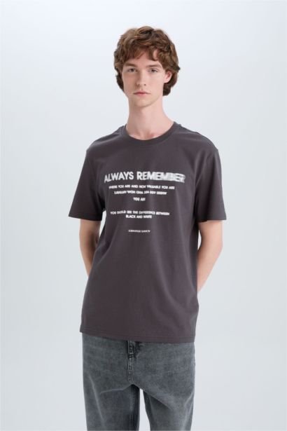 Cotton Regular Fit Crew Neck Printed T-Shirt