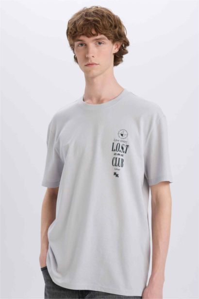 Regular Fit Crew Neck Printed Cotton T-Shirt