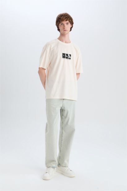 Cotton Boxy Fit Crew Neck Printed T-Shirt
