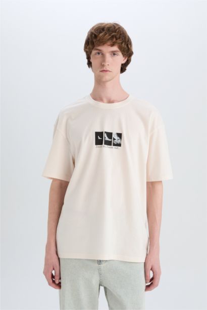 Cotton Boxy Fit Crew Neck Printed T-Shirt