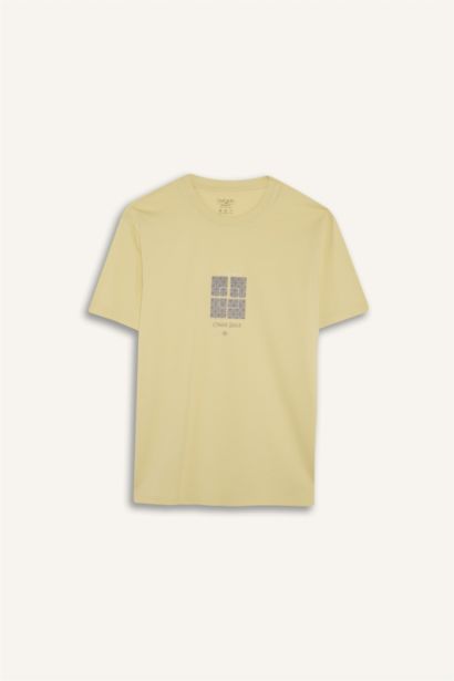 T-shirt en coton imprimé à col rond Coupe régulière