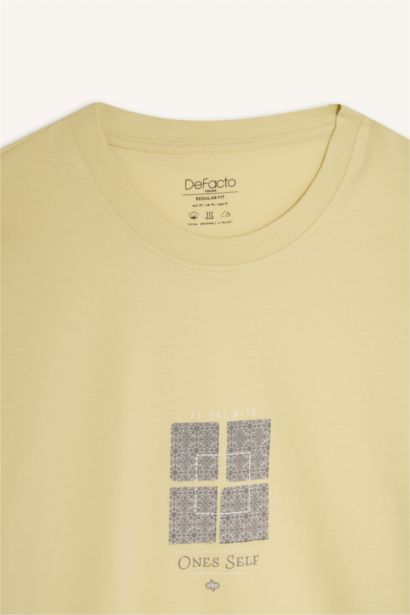 T-shirt en coton imprimé à col rond Coupe régulière