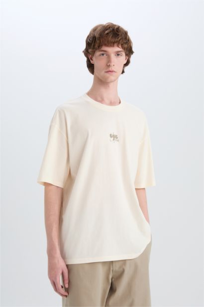 Cotton Oversize Fit Crew Neck Printed T-Shirt