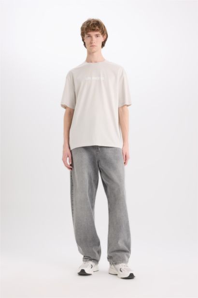 Cotton Boxy Fit Crew Neck Printed T-Shirt