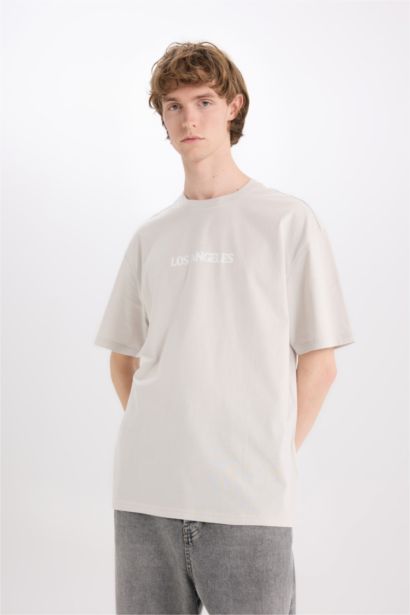 Cotton Boxy Fit Crew Neck Printed T-Shirt