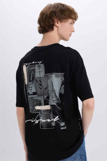 Cotton Boxy Fit Crew Neck Printed T-shirt