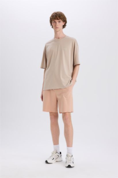 تيشيرت قطن اوفر سايز مطبوع برقبة مستديرة